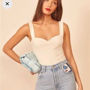 Reformation Kelley Black Fitted Bustier Tank Top